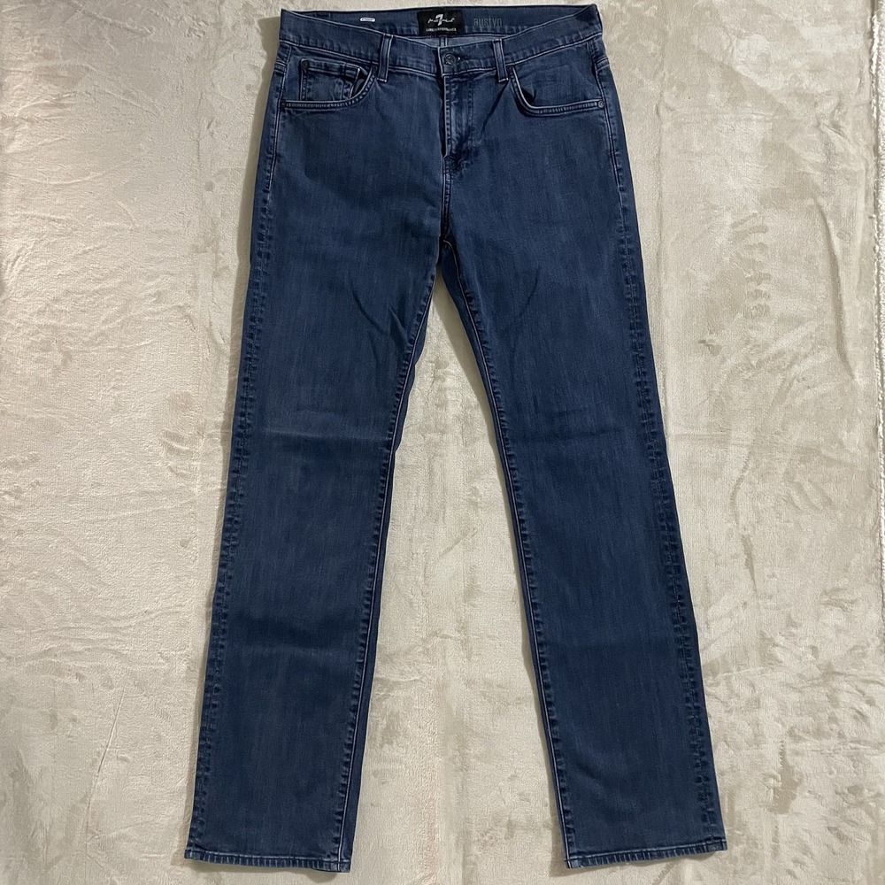 7 For All Mankind Austyn Mens 34 Dark Blue Good Luxe Performance‎ Straight Jeans